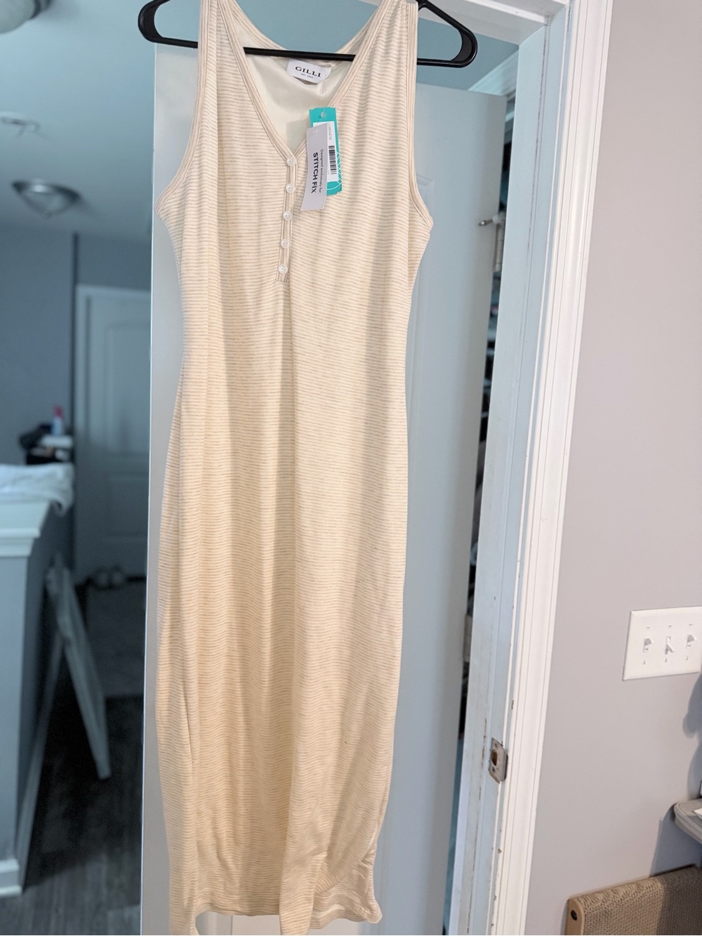 GILLI Cream Ribbed Sleeveless Maxi Dress